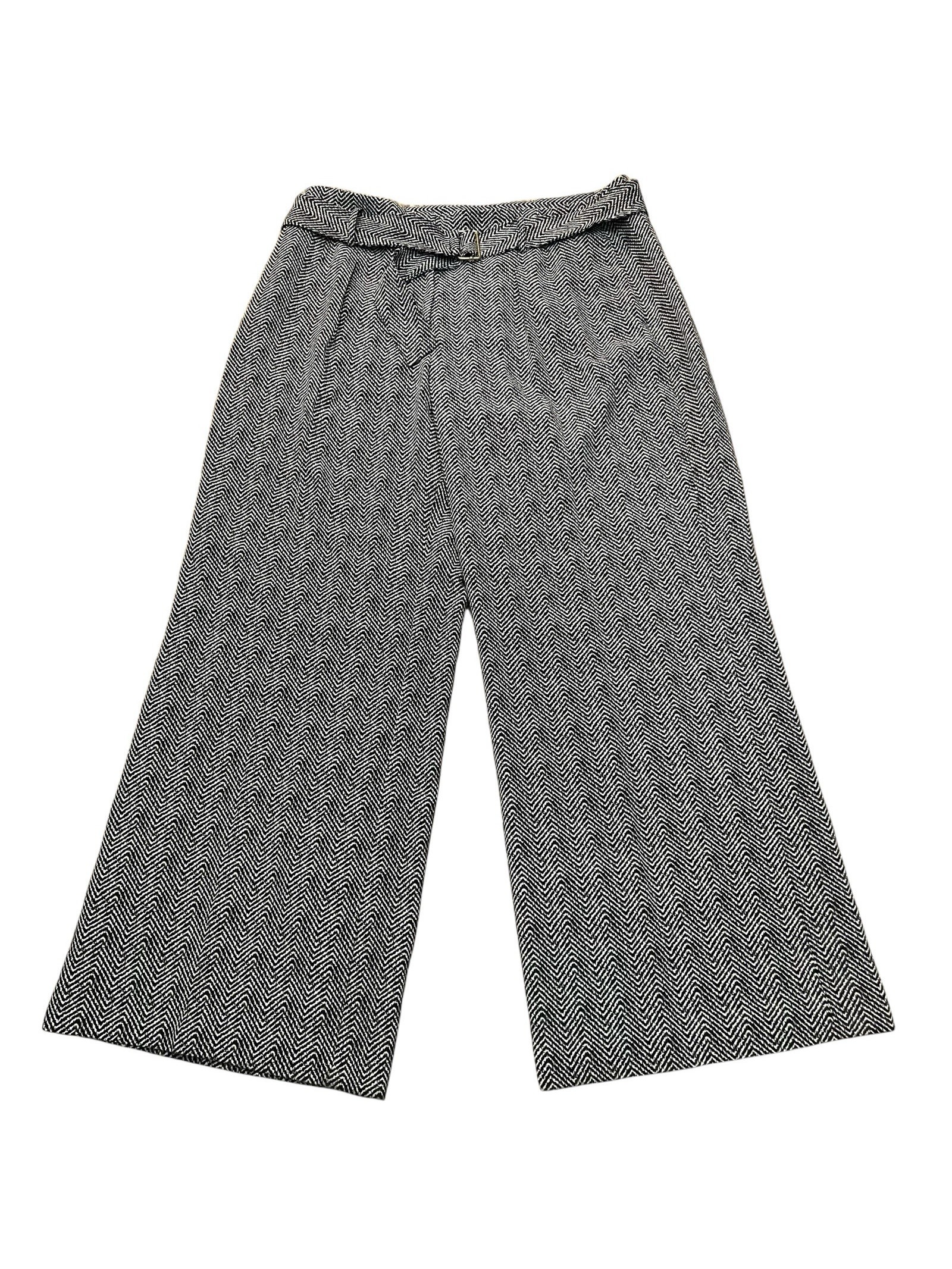 White House Black Market Luna Wide Leg Trousers Pants 16 Curvy Herringbone Print
